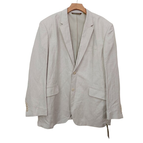Cubavera Habana Night Sports Blazer Mens 44R Beige Two Button Linen Rayon